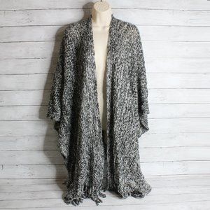 Apt. 9 Women's Sweater Knit Shawl Coat Wrap One Size Gray Black White